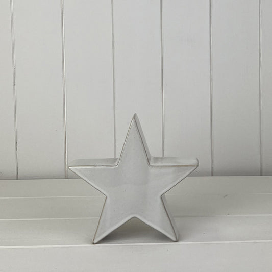 Glazed Ceramic Star Ornament with Textured Detail