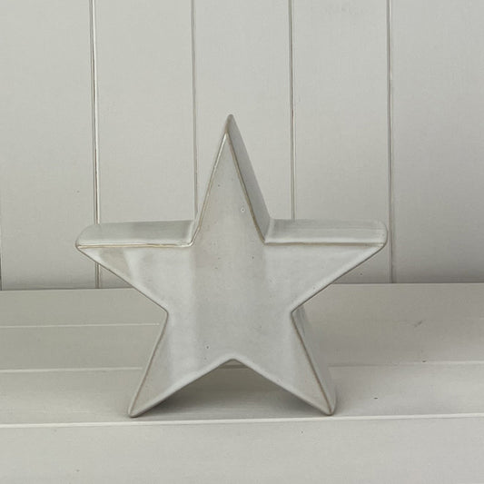 Glazed Ceramic Star Ornament with Textured Detail