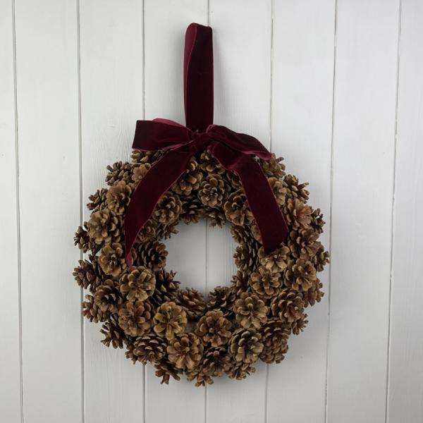 Pinecone Wreath with Bow 34cm