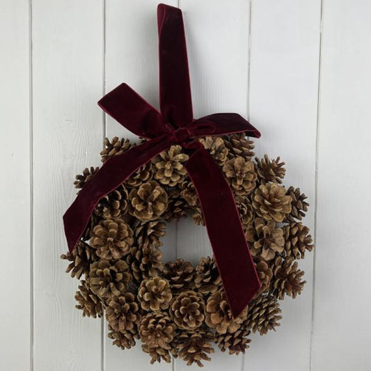 Pinecone Wreath with Bow 30cm