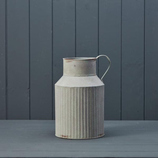 Vintage White Ribbed Zinc Planter