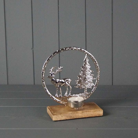 Metal Reindeer Scene Tealight