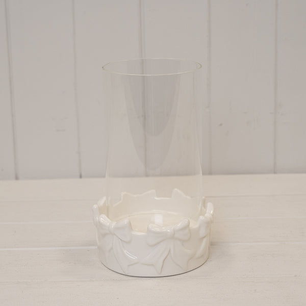 Round Bow Candle Holder with Glass Insert.