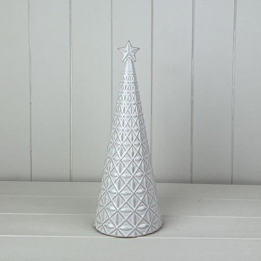 Glazed Ceramic Tree Ornament with Textured Detail L11xD11xH29.2cm