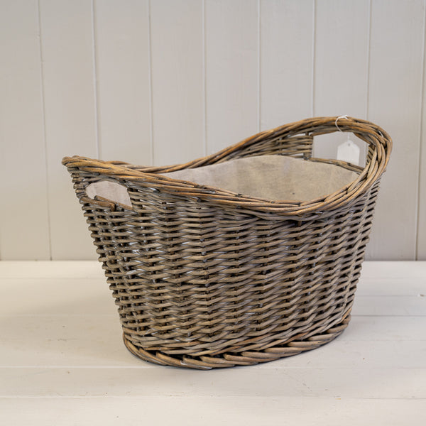 Oval Log Basket with Ears T44x32xH20/27xB33x23cm Weight-562g