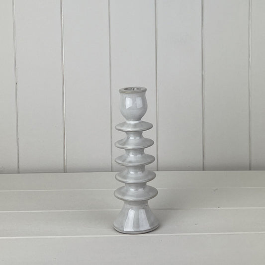 Glazed Ceramic Candle Holder with Textured Detail L6.7xD6.7xH19cm Weight-341g