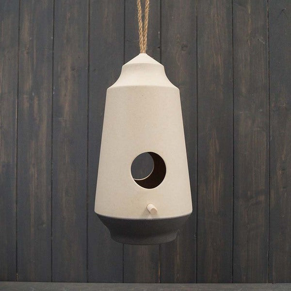 Earthy Natural/Anthracite Bamboo 2-Tone Hanging Birdhouse Weight-