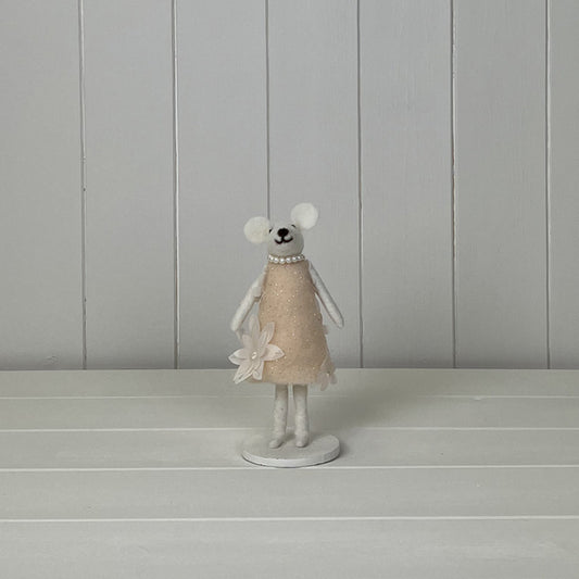 Mouse In Pink Floral Dress 8X8X15cm Weight-32G