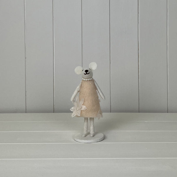 Mouse In Pink Floral Dress 8X8X15cm Weight-32G