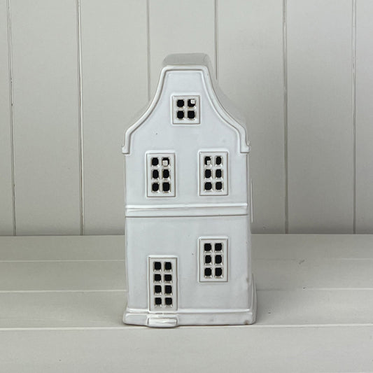 White Ceramic House Ornament with LED L12.2xD11xH23.8cm Weight-379g