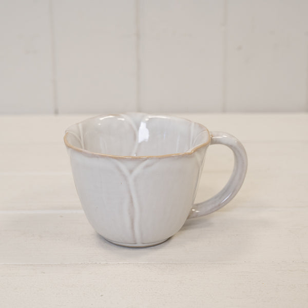 Natural Ceramic Cup with Flower Detail 13.1cm x 10.2cm x