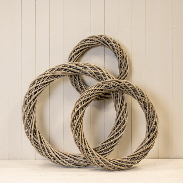 Grey Round Thick Willow Wreath 40cm