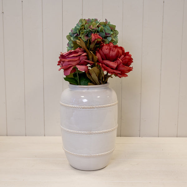 Large Natural Rustic Ceramic Vase with Rope Detail