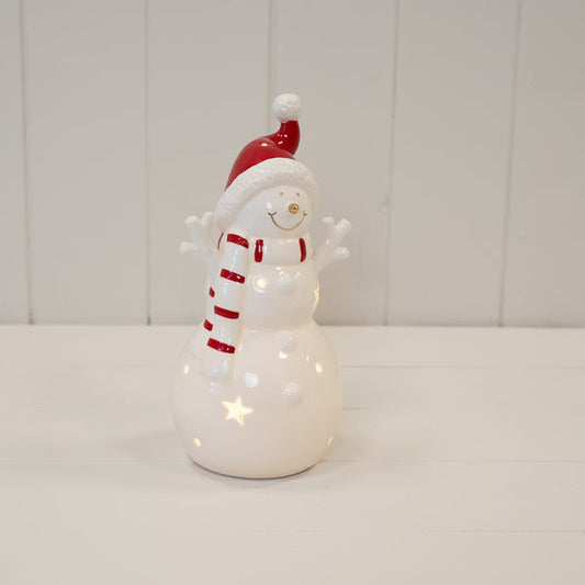 Large White Christmas LED Snowman in a Scarf