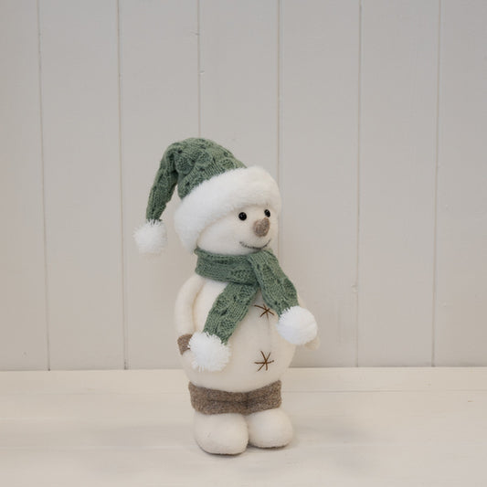 Felt Sage and White Standing Snowman
