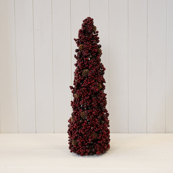 Luxury Burgundy Berry and Mini Pinecone Tree 49cm