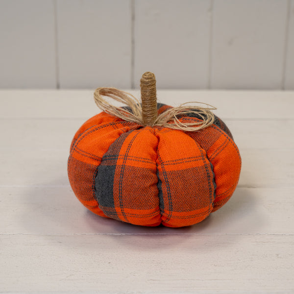 Tartan Fabric Pumpkin W15cm D15cm H13cm