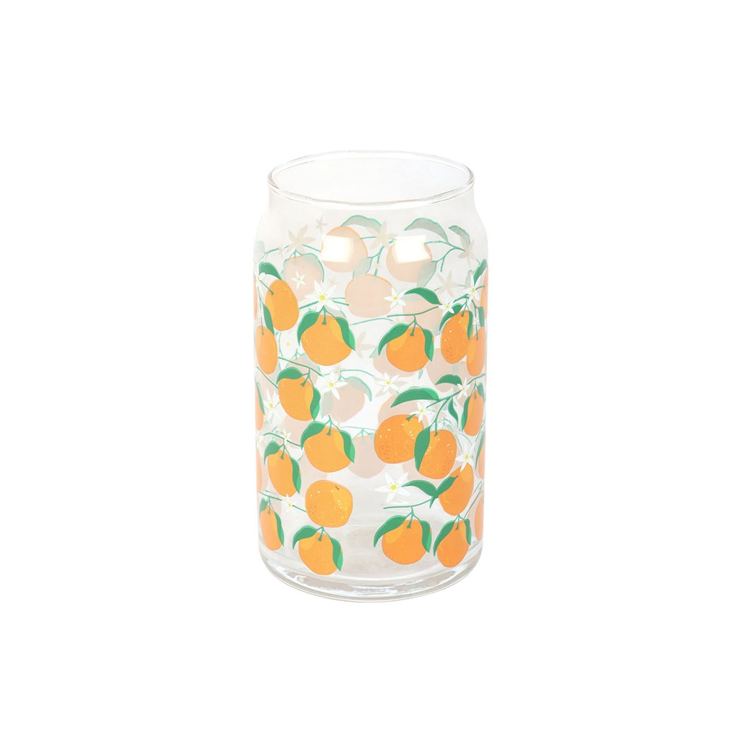 Orange Print Can Glass