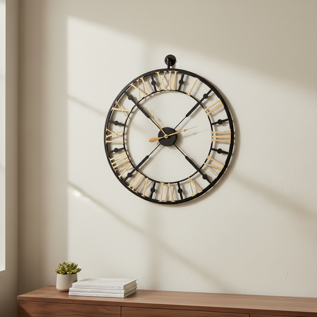Black And Gold Skeleton Clock