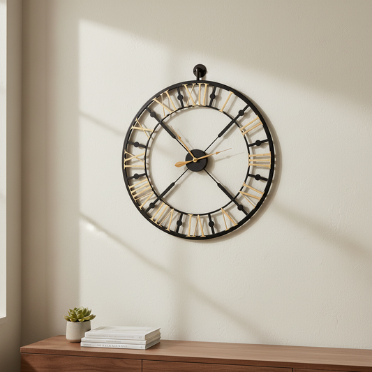 Black And Gold Skeleton Clock