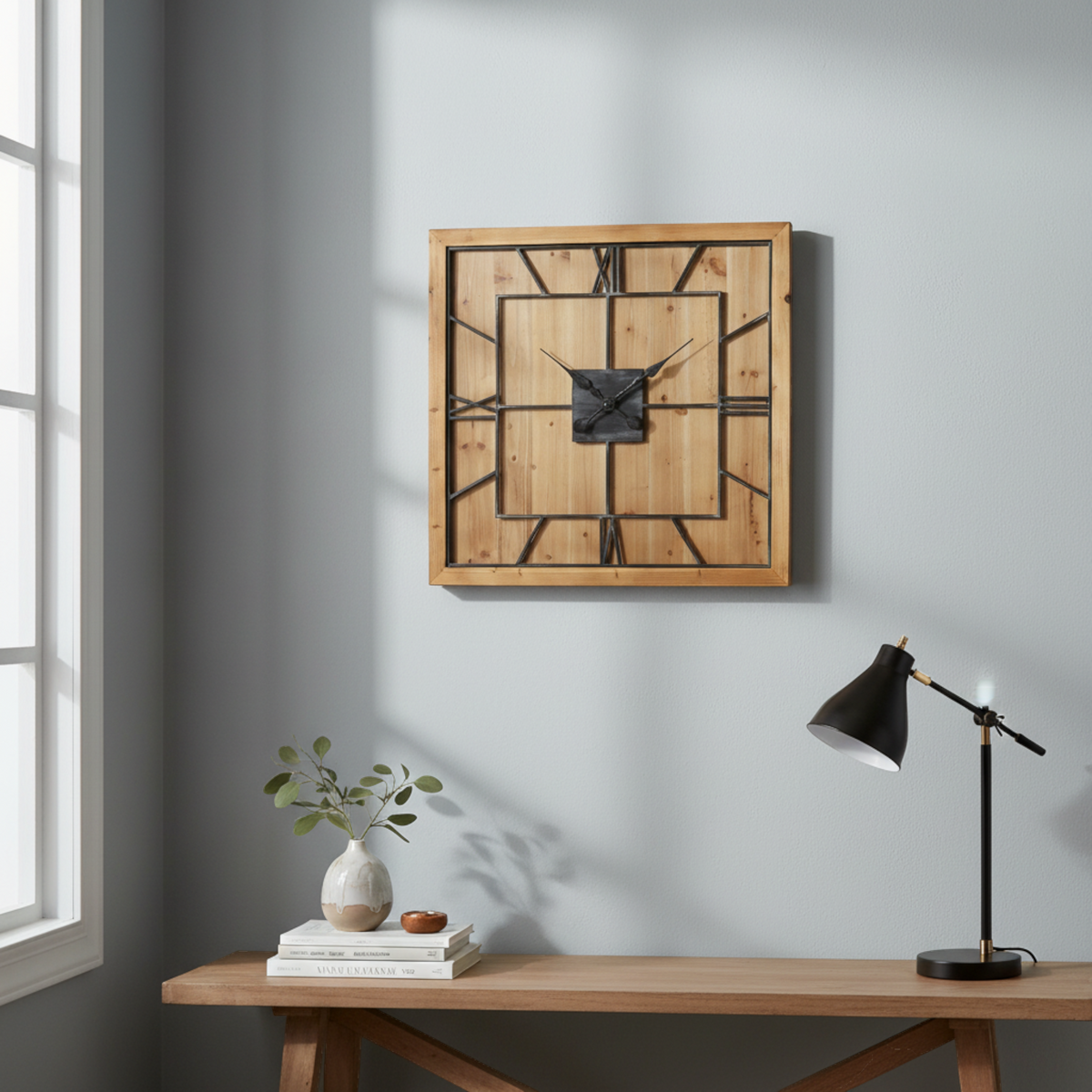 Williston Square Wooden Wall Clock