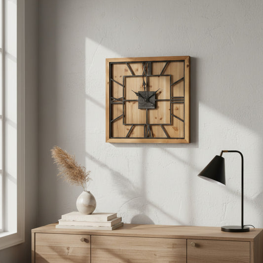 Williston Square Large Wooden Wall Clock