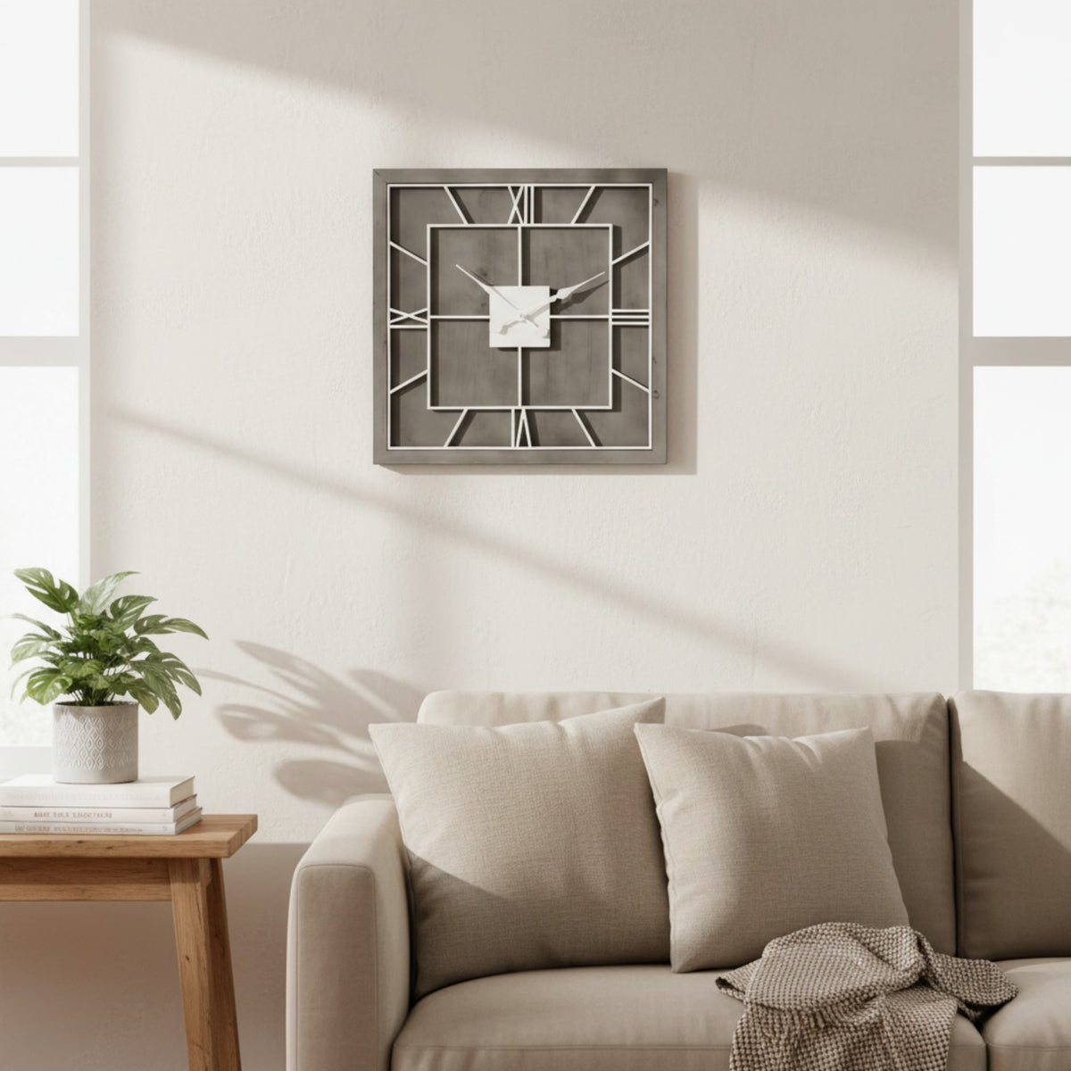 Williston Grey Square Wall Clock