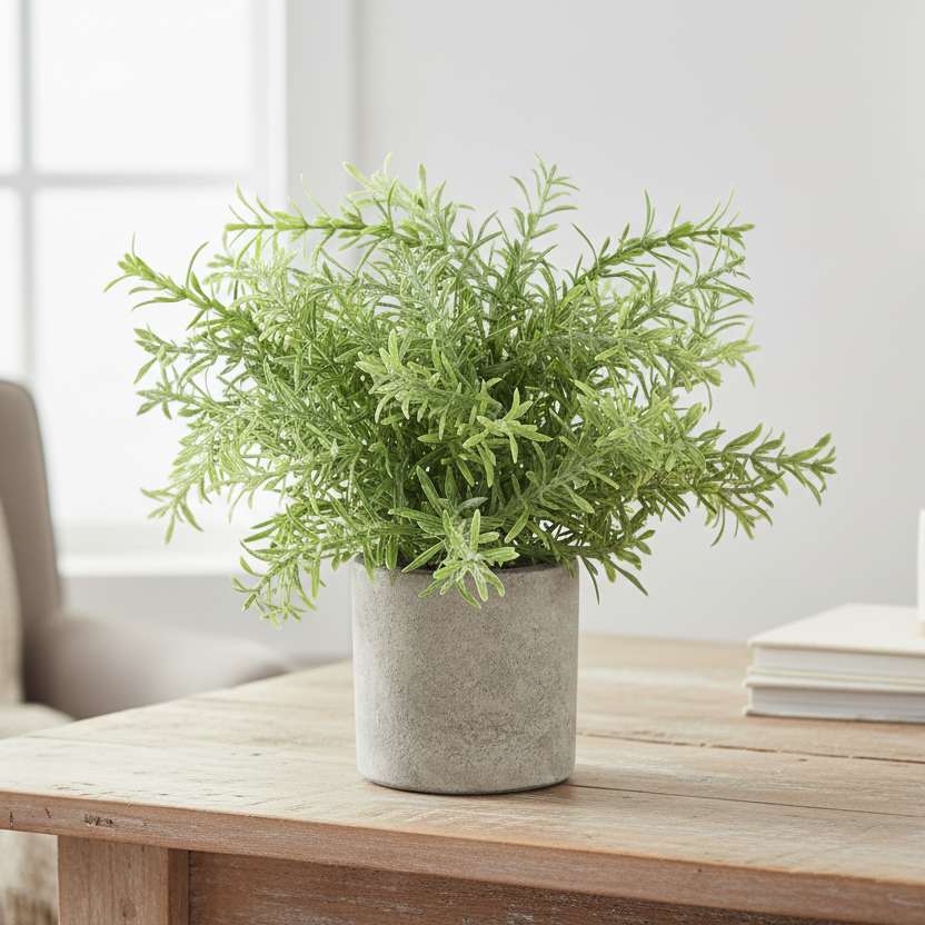 Rosemary Plant In Stone Effect Pot Artificial Flower Stem