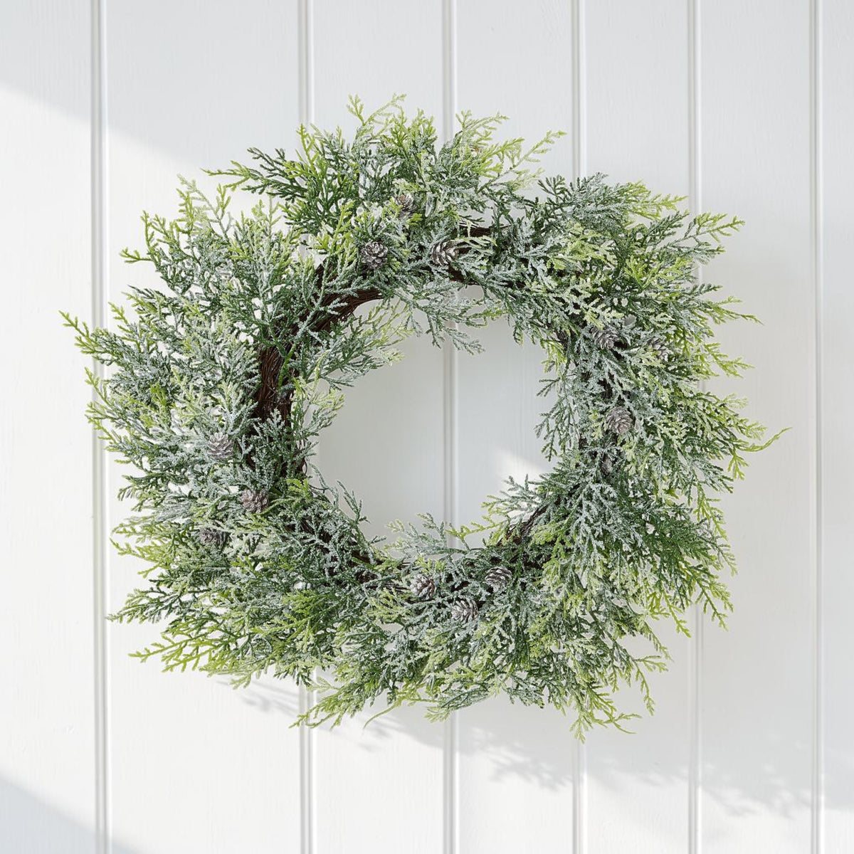 Frosted Pine Wreath With Pinecones