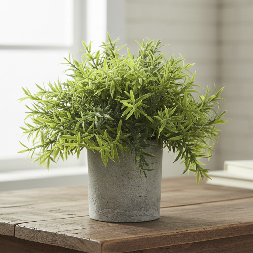 Small Bamboo Plant In Grey Pot Artificial Flower Stem