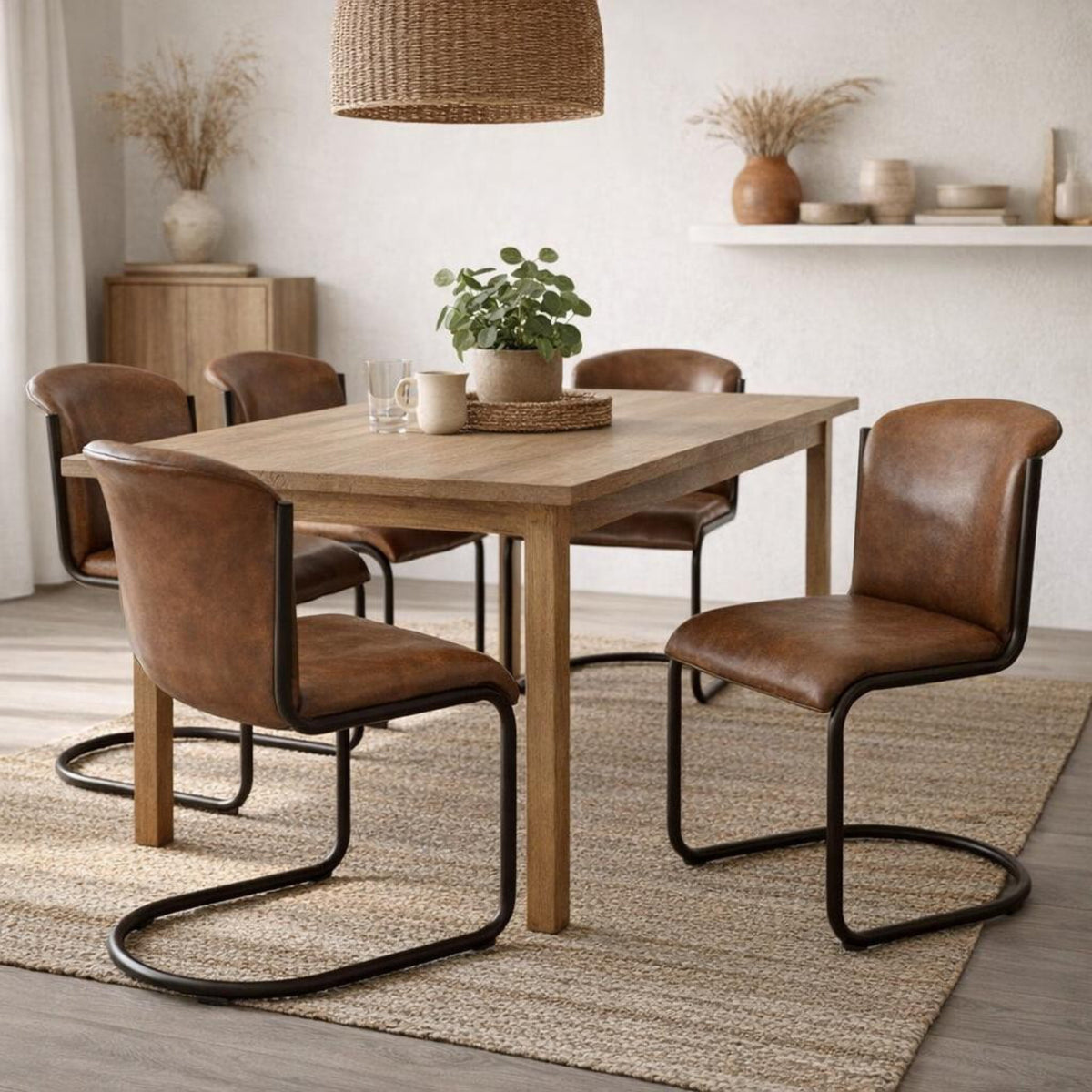 Billy Leather Curved Dining Chair
