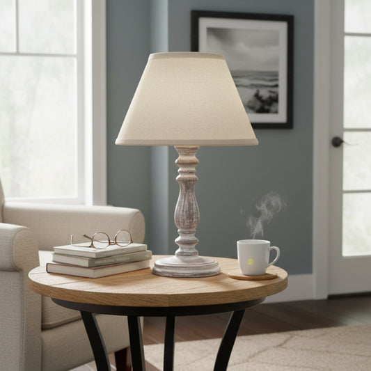 Setia Column Table Lamp With Linen Shade
