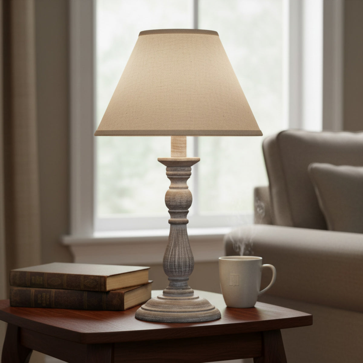 Augusta Column Table Lamp With Linen Shade