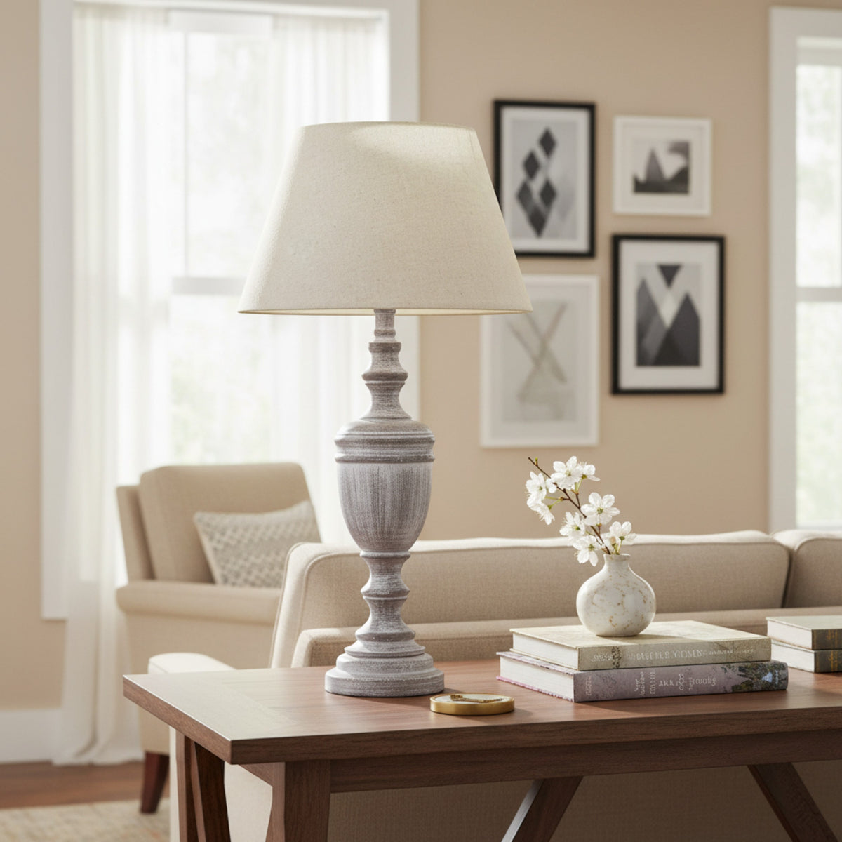 Nola Urn Table Lamp With Linen Shade