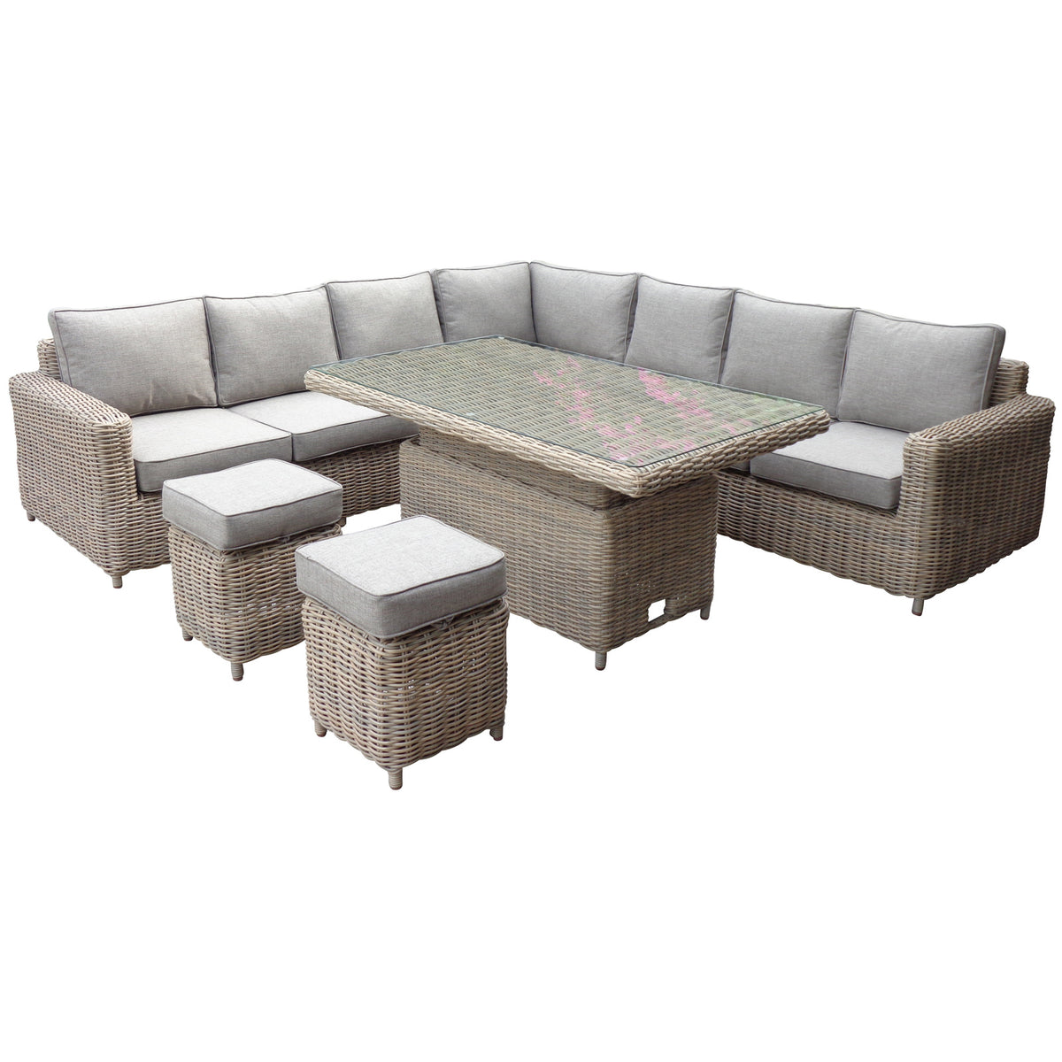 Amalfi Outdoor Large Corner Set With Riser Table and 2 Stools