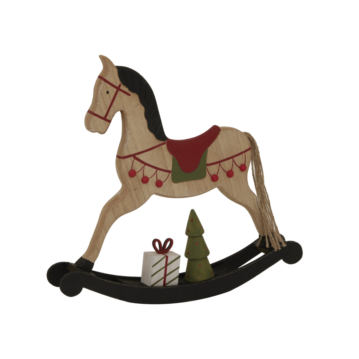 Large Rustic Decorated Rocking Horse Christmas Decoration