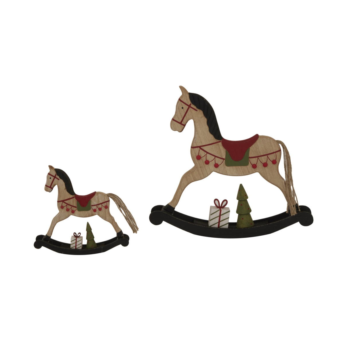 Large Rustic Decorated Rocking Horse Christmas Decoration