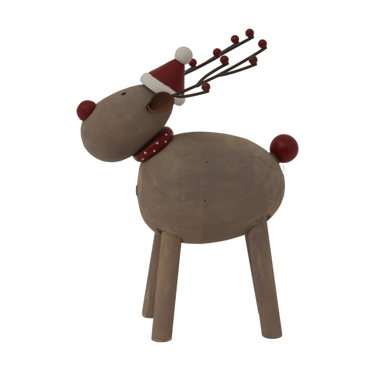 Large Rustic Rudolf With Hat
