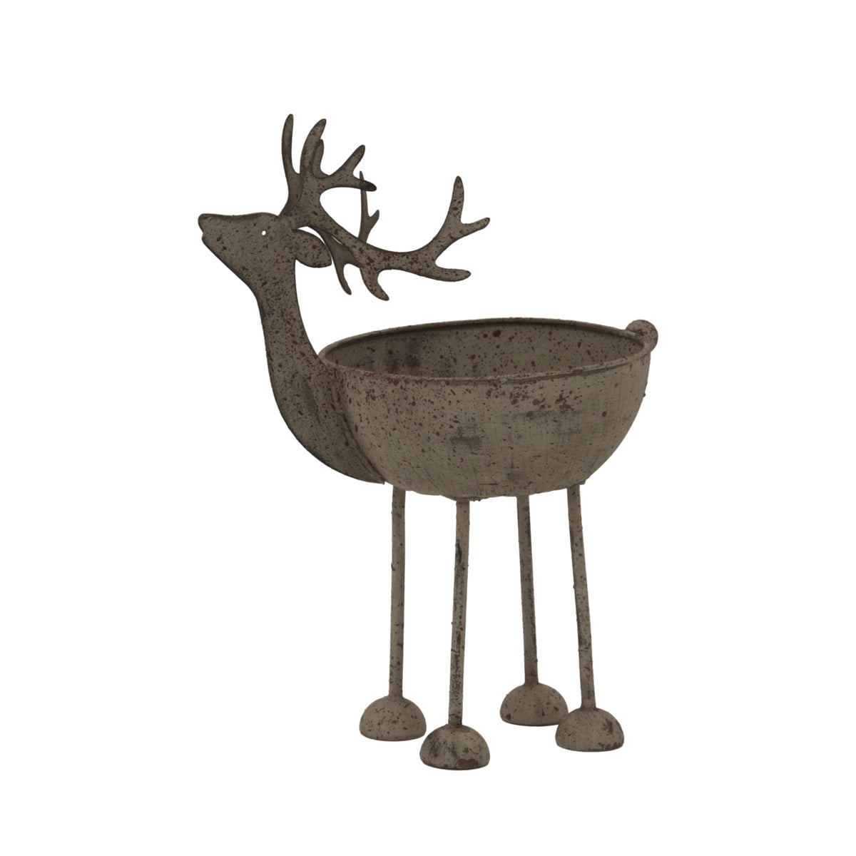 Rustic Metal Reindeer Bowl