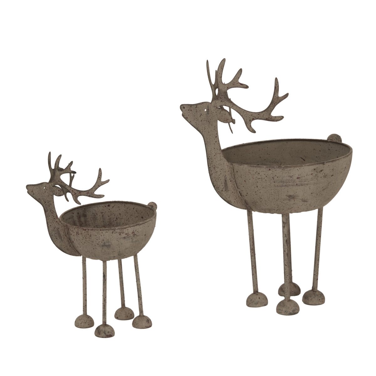 Rustic Metal Reindeer Bowl