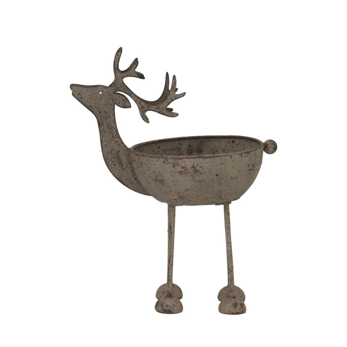 Rustic Metal Reindeer Bowl