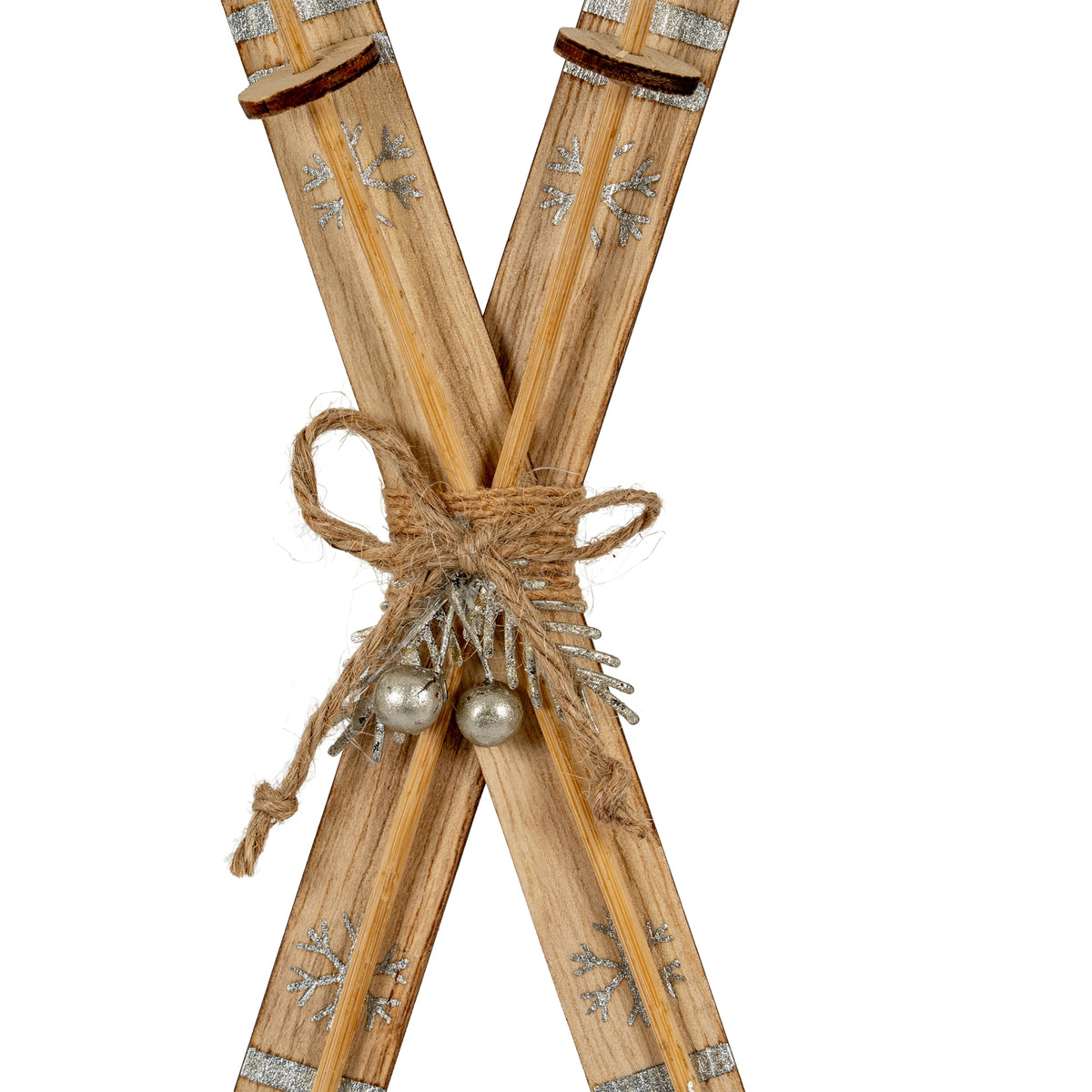 Natural Rustic Crossed Skis Christmas Hanging Decoration