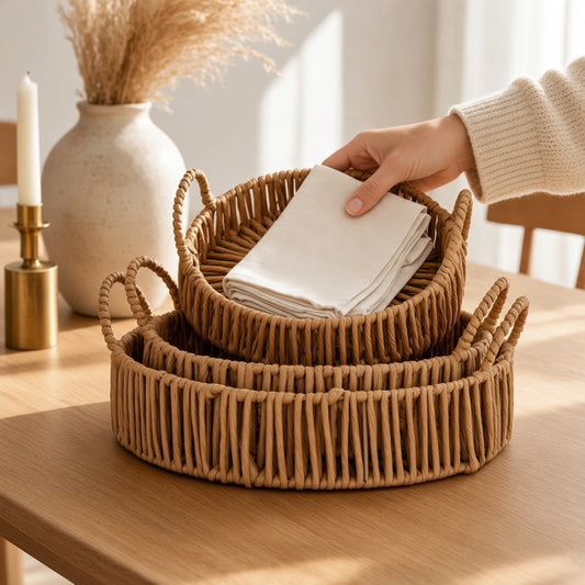 Large Loop Handle Set of 3 Round Trays