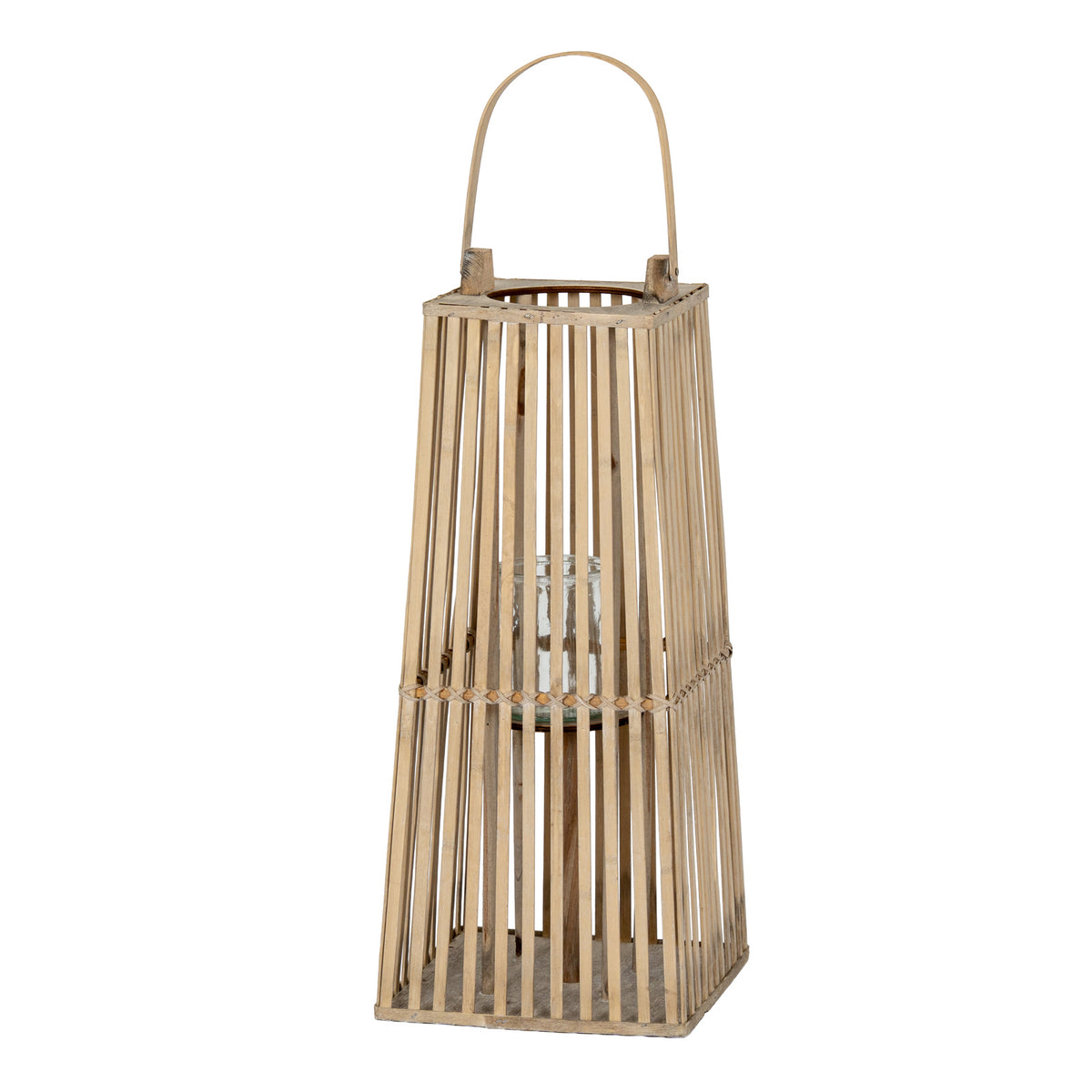 Small Silo Wicker Lantern With Glass Holder