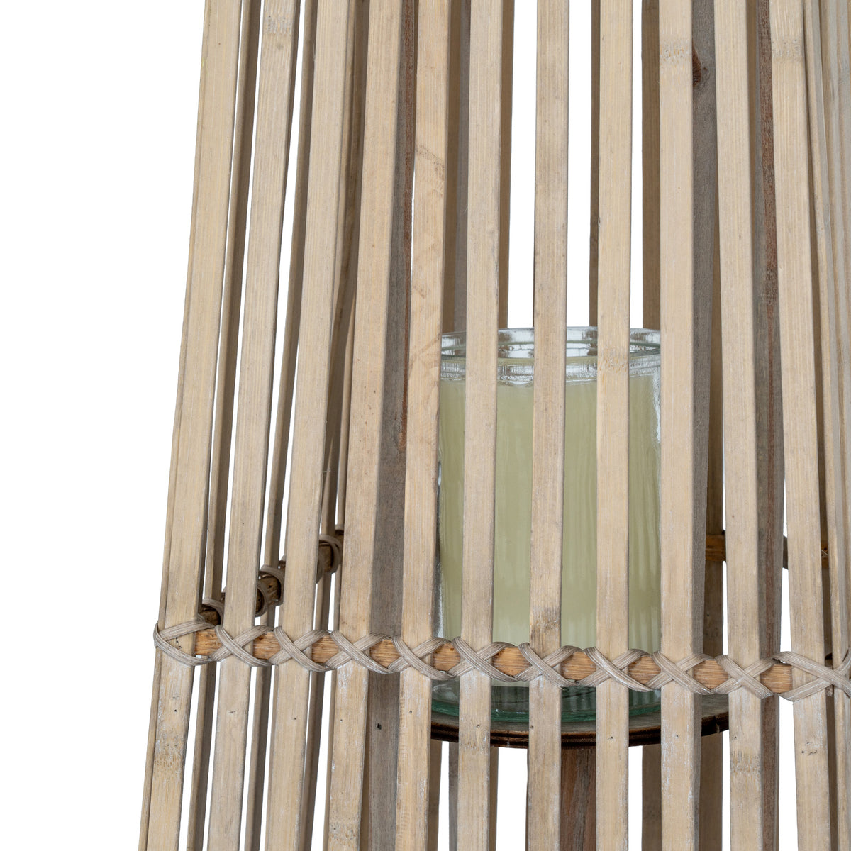 Small Silo Wicker Lantern With Glass Holder