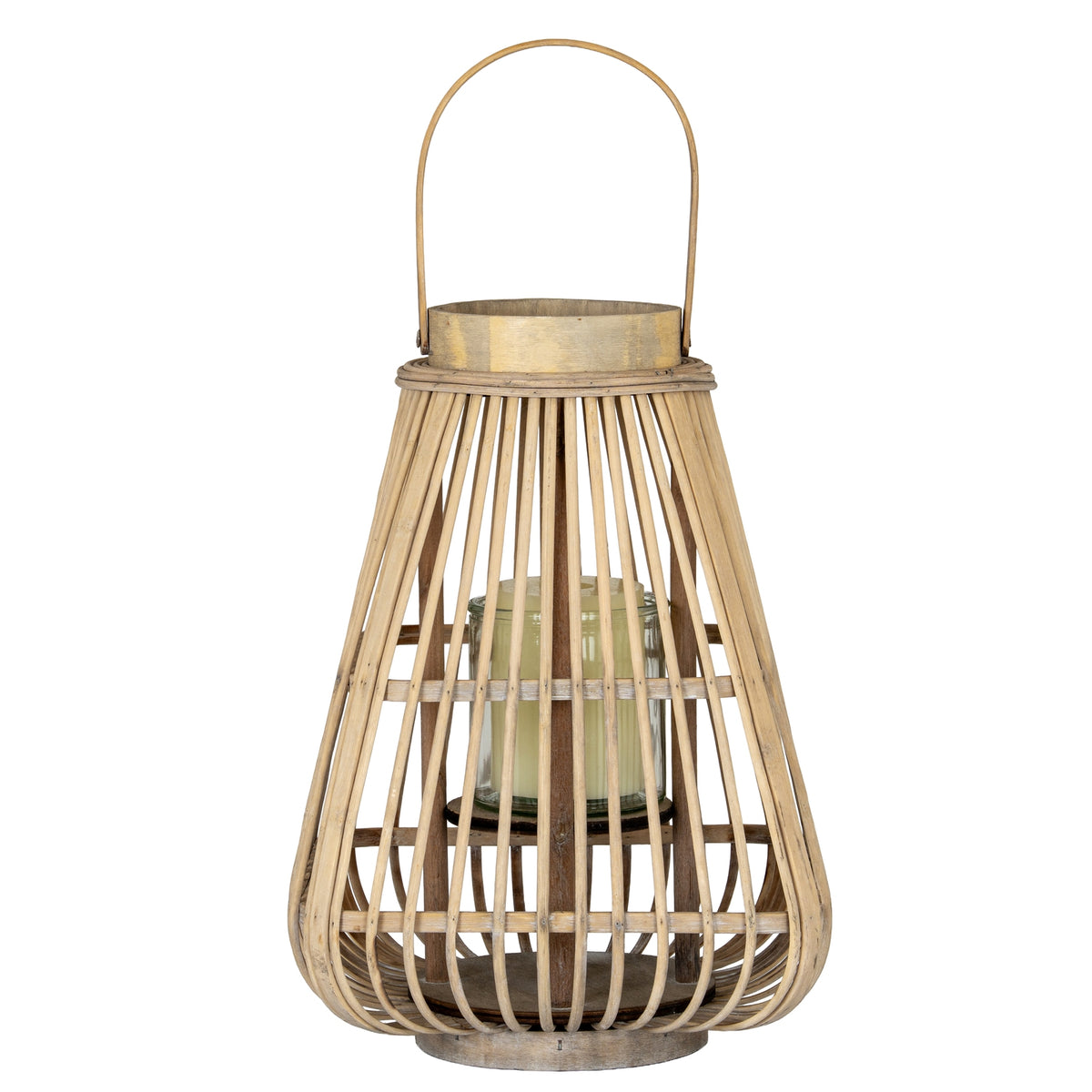 Medium Peardrop Wicker Lantern With Glass Holder