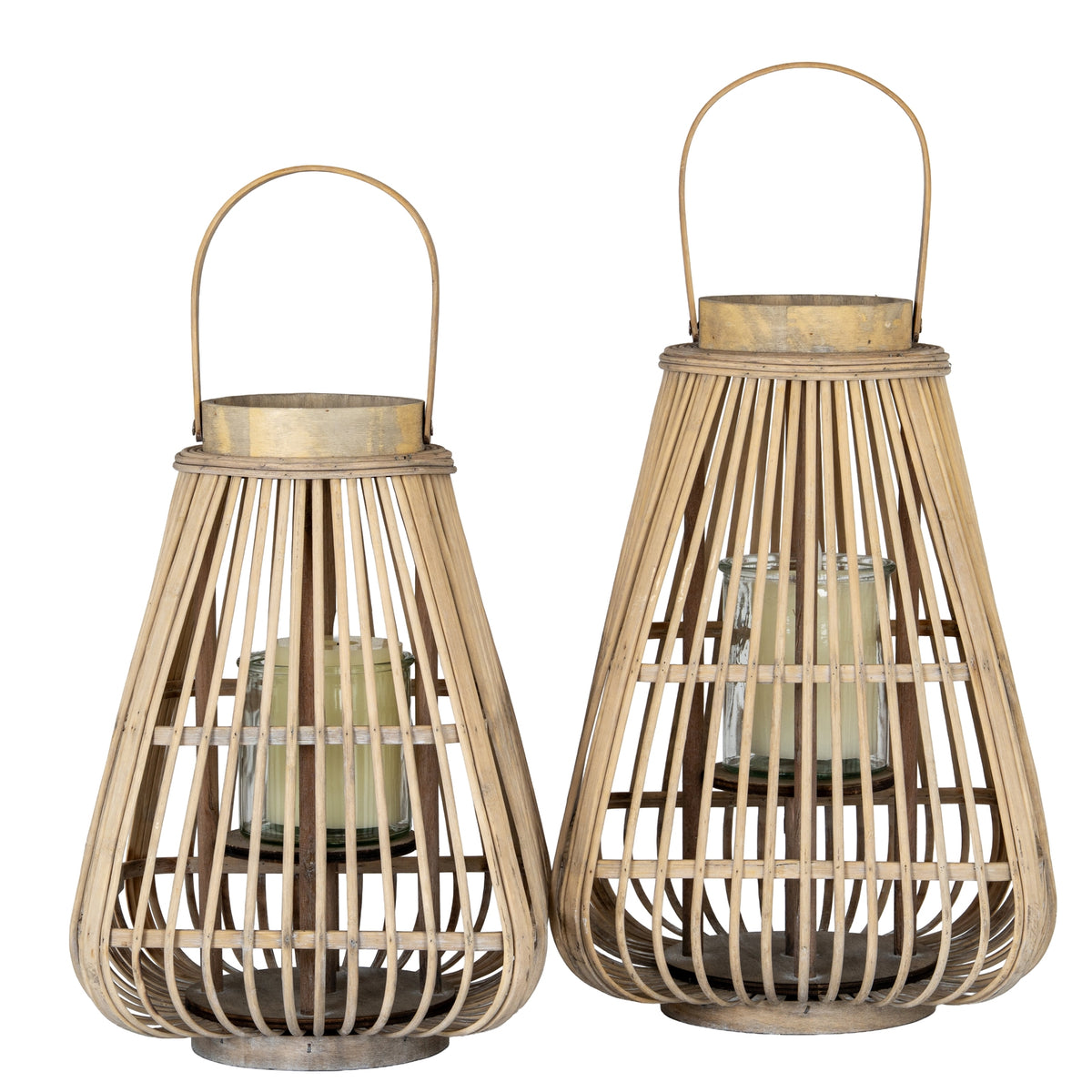 Medium Peardrop Wicker Lantern With Glass Holder