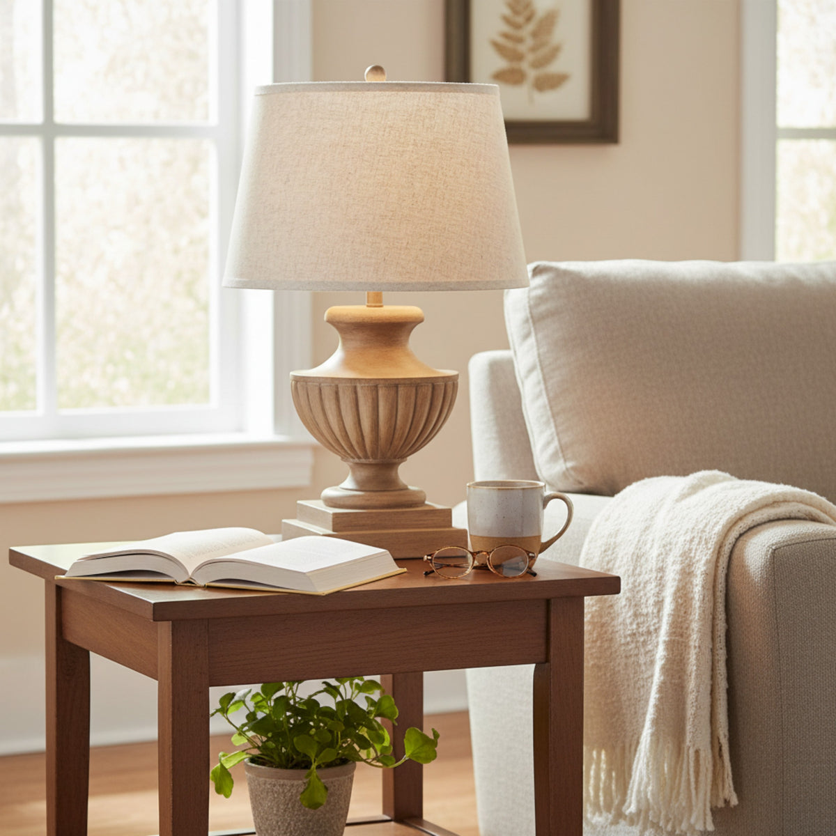 Marbelle Table Lamp With Edged Linen Shade