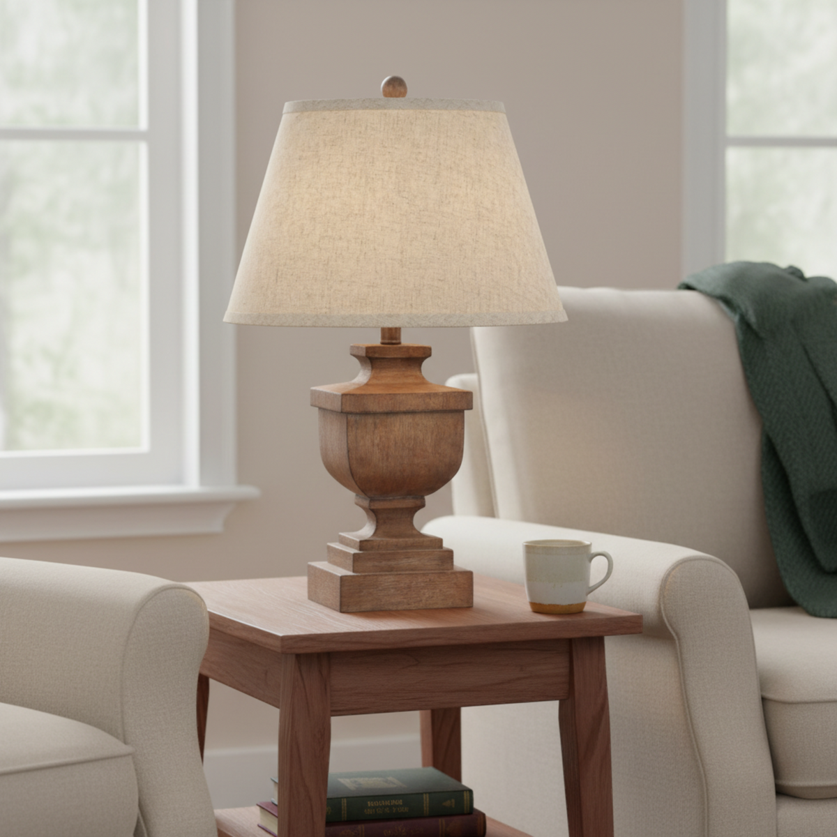Ravelle Table Lamp With Edged Linen Shade