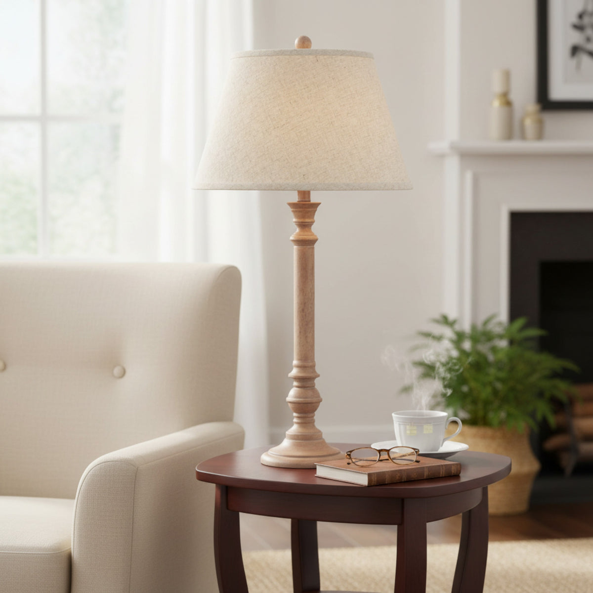 Solenne Table Lamp With Edged Linen Shade